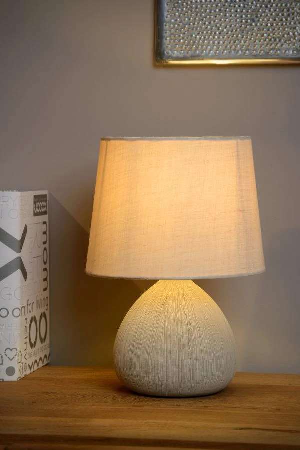 Lucide RAMZI - Lampe de table - Ø 18 cm - 1xE14 - Crème - ambiance 1